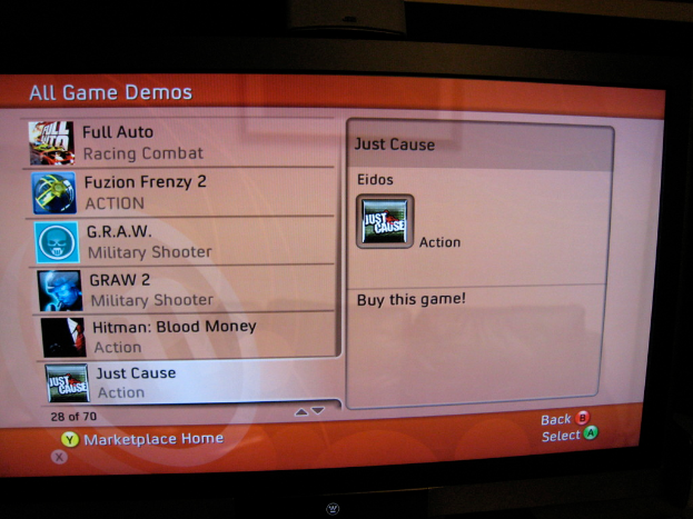 Ein Bildschirm mit verschiedenen Apps und der Überschrift 'All Game Demos'.