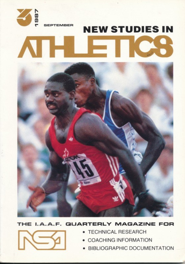 Titelbild eines Buches mit dem Titel "Neue Studien im Leichtathletik September 1987" mit zwei Personen auf dem Cover.