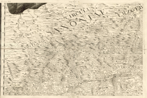 Ausführliche alte Karte von Sachsen, Deutschland, die geografische Merkmale wie Flüsse, Gebirge und Städte mit begleitendem beschreibendem Text zeigt.