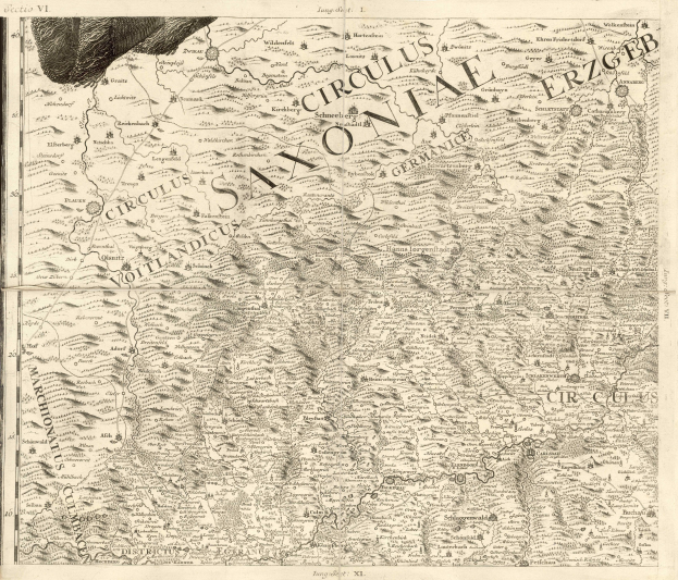 Ausführliche alte Karte von Sachsen, Deutschland, die geografische Merkmale wie Flüsse, Gebirge und Städte mit begleitendem beschreibendem Text zeigt.