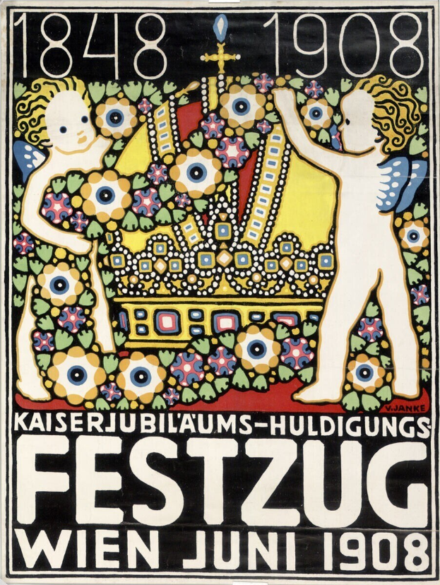 Plakat für ein Festival in Wien, Österreich, mit einem Gemälde von zwei Menschen, die zusammenstehen und Text mit Veranstaltungseinzelheiten.