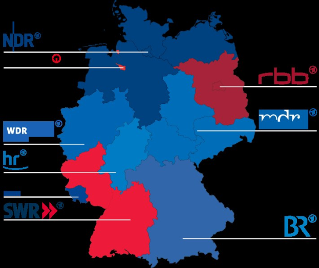 Karte von Deutschland mit den Provinz-Wahlresultaten von 2016, hervorgehoben in Rot und Blau, mit Textdetails zu Kandidaten und Wahltermin.