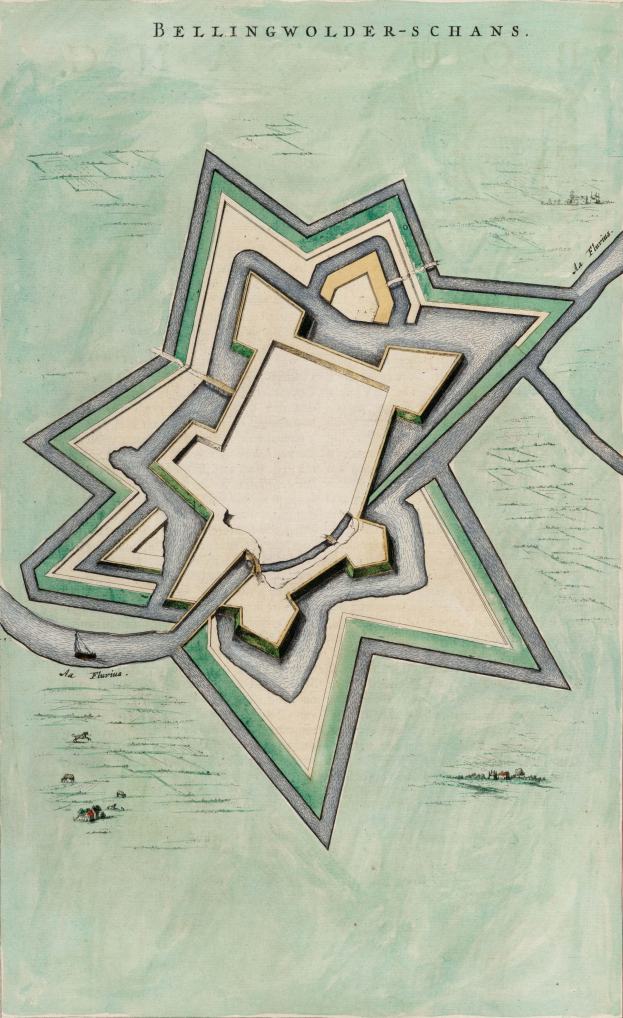 Ein detaillierter Stadtplan von Bellingwolderschans, Deutschland, mit Straßen, Gebäuden und Sehenswürdigkeiten, begleitet von Text, der die Geschichte, Kultur und Attraktionen der Stadt beschreibt.