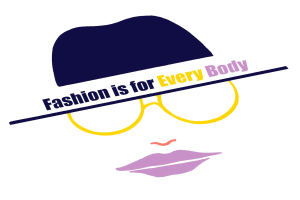 Logo mit einem stilisierten Gesicht mit dem Text "Fashion is for Every Body" darunter, das die Inklusivität in der Mode fördert.