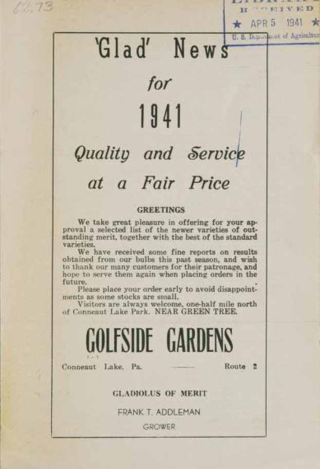 Schwarz-weißes Papier mit dem Text "Glad News for 1941 Quality and Service at a Fair Price" darauf gedruckt.
