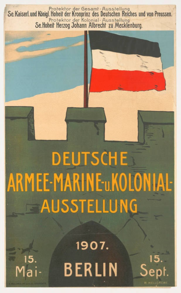Deutsche Flagge auf einem informativen Plakat mit Text darunter dargestellt.