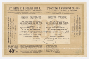 Ein altes Banknotenbild mit einem Schwarz-Weiß-Porträt eines Mannes, auf dem steht, dass es sich um eine Aktienurkunde handelt.