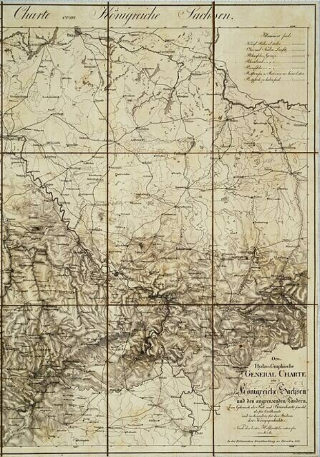 Alte Landkarte des britischen Empire im 19. Jahrhundert, die das Königreich Sachsen-Anhalt mit gedrucktem Text auf altem Papier zeigt.