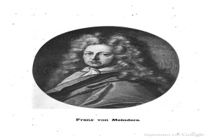 Schwarz-weißes Porträt von Franz von Meinders, einem deutschen Komponisten mit langen lockigen Haaren und deutschem Text unten.