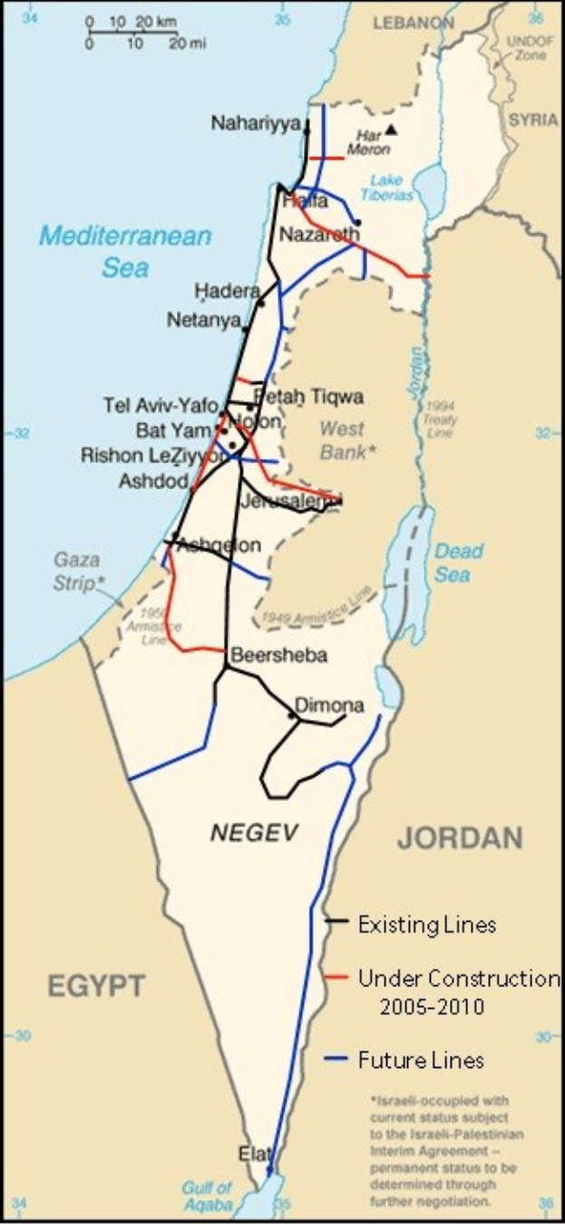 Detailierte Karte von Israel und Palästina mit Text und Linien, die den Konflikt veranschaulichen, einschließlich Städte, Flüsse und geografische Merkmale.